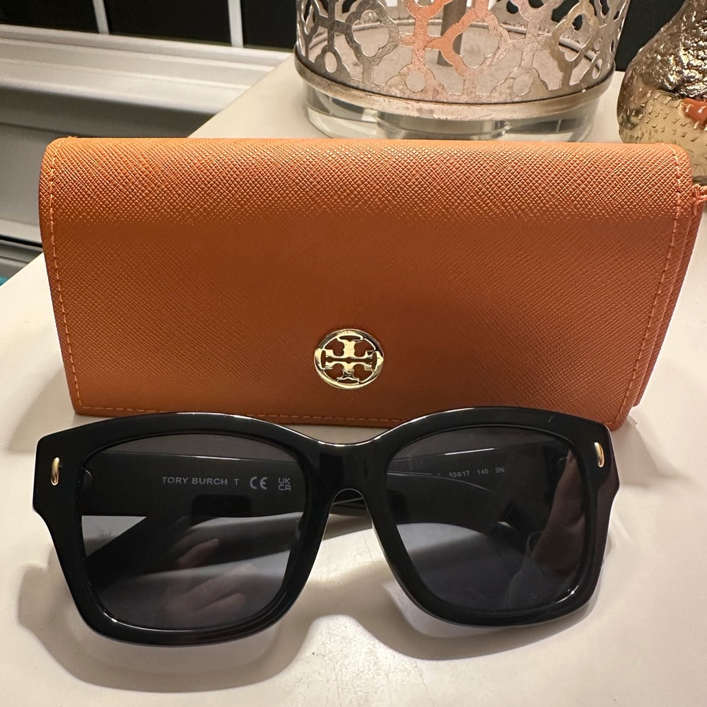 Tory Burch Black Sunglasses with Bold Orange Case